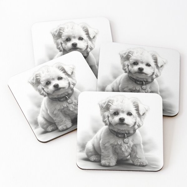 Item preview, Black and white Bichon pencil drawing designed and sold by Pencil-Art.