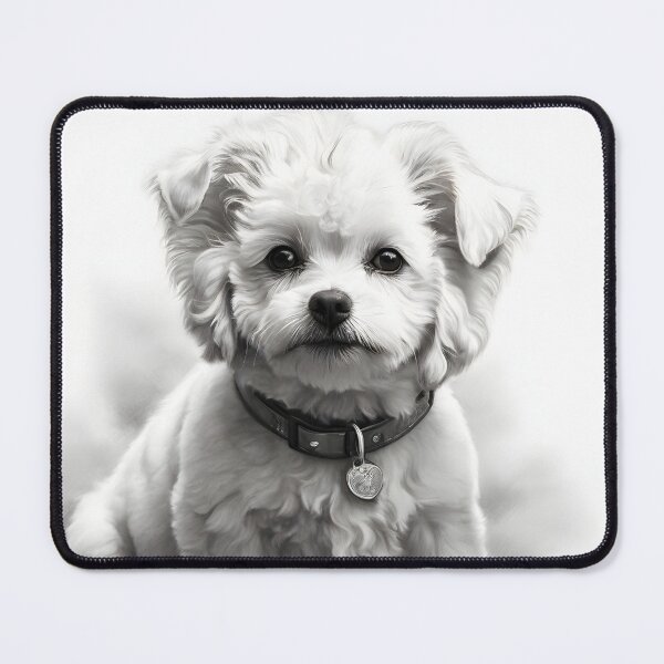 Item preview, Black and white Bichon pencil drawing designed and sold by Pencil-Art.
