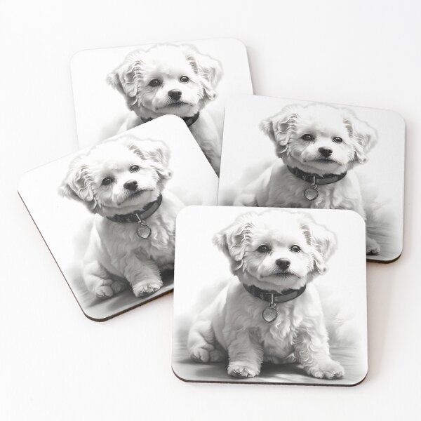 Item preview, Black and white Bichon pencil drawing designed and sold by Pencil-Art.
