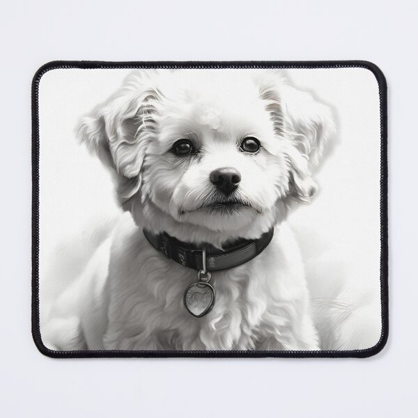 Item preview, Black and white Bichon pencil drawing designed and sold by Pencil-Art.