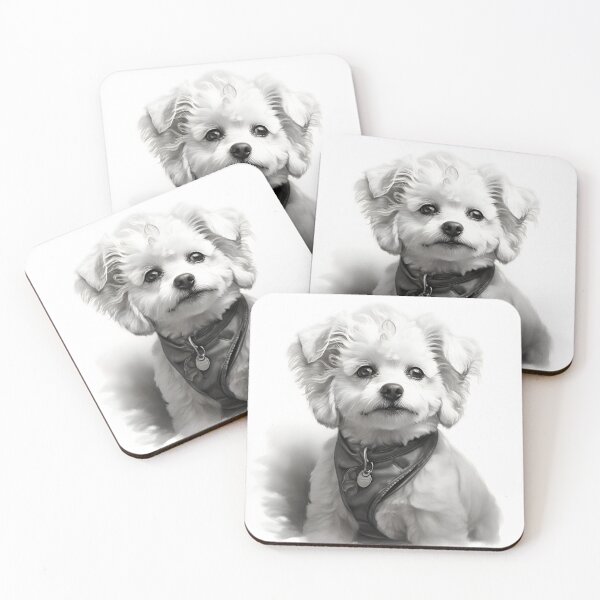 Item preview, Black and white Bichon pencil drawing designed and sold by Pencil-Art.