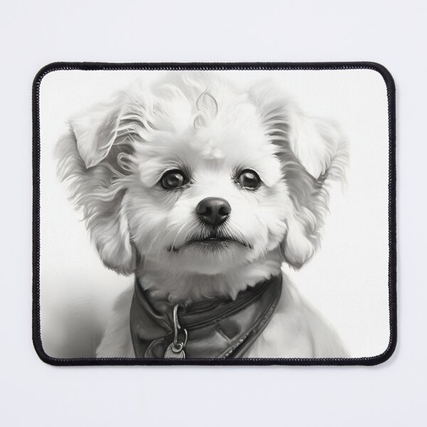 Item preview, Black and white Bichon pencil drawing designed and sold by Pencil-Art.