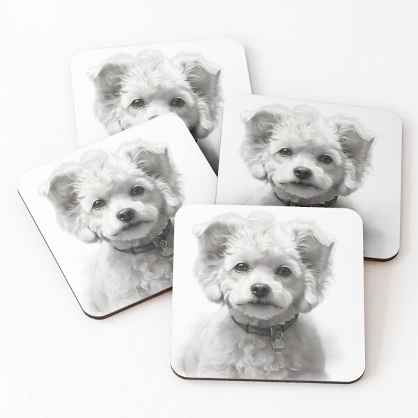 Item preview, Black and white Bichon pencil drawing designed and sold by Pencil-Art.