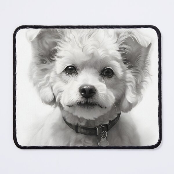 Item preview, Black and white Bichon pencil drawing designed and sold by Pencil-Art.
