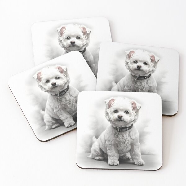 Item preview, Black and white Bichon pencil drawing designed and sold by Pencil-Art.
