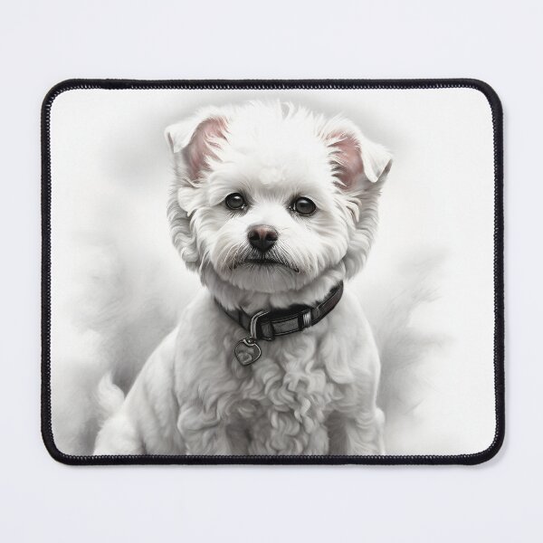 Item preview, Black and white Bichon pencil drawing designed and sold by Pencil-Art.