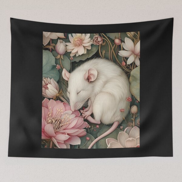 Item preview,   Botanical Sleeping Mouse woodland, Cottage-core Floral Throw Blanket  designed and sold by LLdreams.