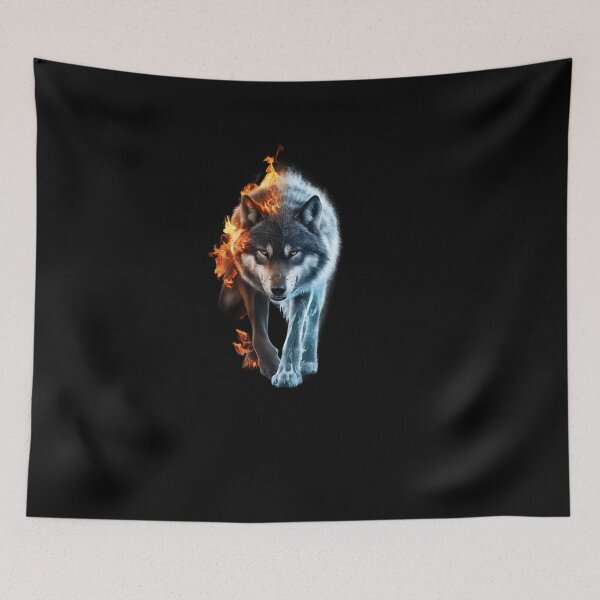 Item preview, Captivating Wolf in Fire and Ice Design designed and sold by DZ-Merch.