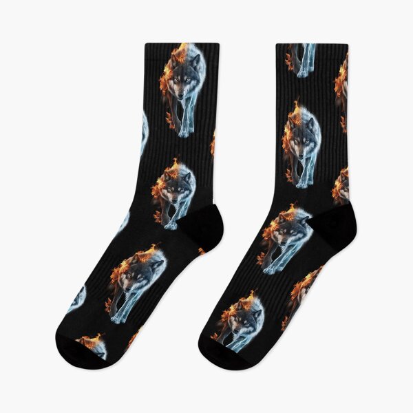 Item preview, Captivating Wolf in Fire and Ice Design designed and sold by DZ-Merch.