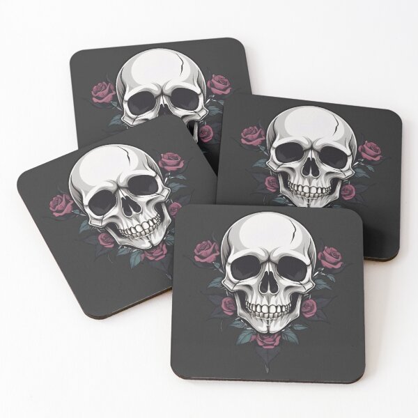 Artikelvorschau, Gotischer Totenkopf mit blassrosa Blüten entworfen und verkauft von MadnessEnvelope.