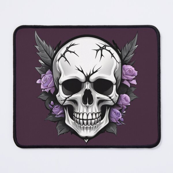 Item preview, Pale Dark Goth Skull With Purple Roses designed and sold by MadnessEnvelope.