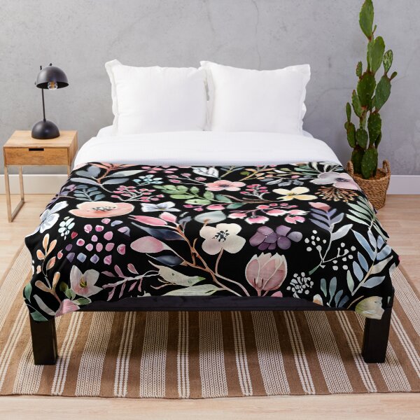 Item preview, Floral Dream: Watercolor patterns on a black background designed and sold by MrKATORSKI.