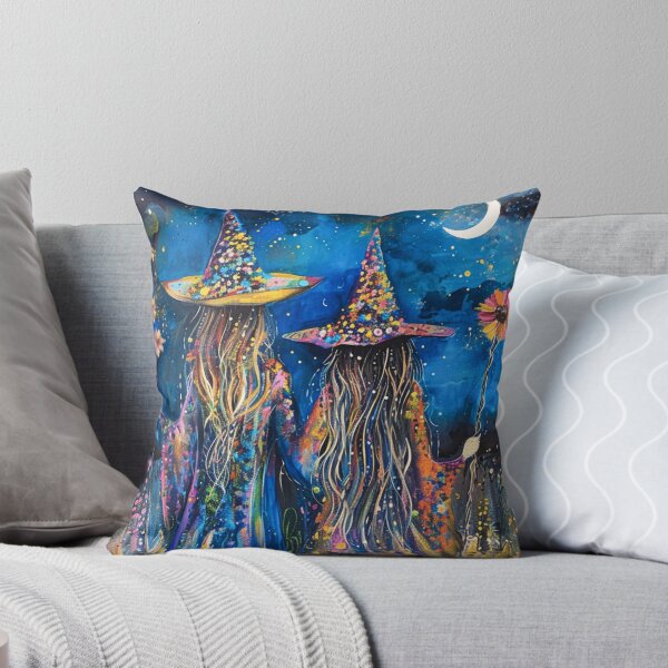 Item preview, Best Friends Boho Hippy Witches Holding Flowers Witchcraft Floral Painting designed and sold by Arwen-Art.