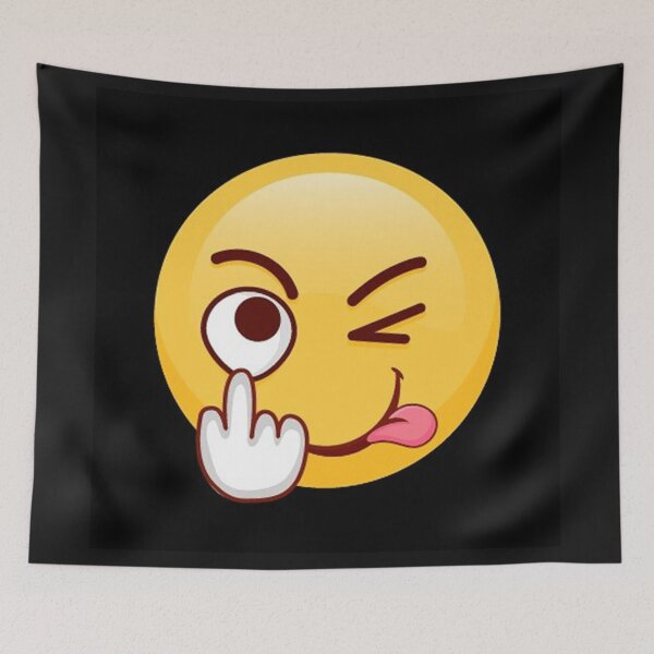 Item preview, Middle Finger Sticking out Tongue Funny Emoji designed and sold by Staytrendy.