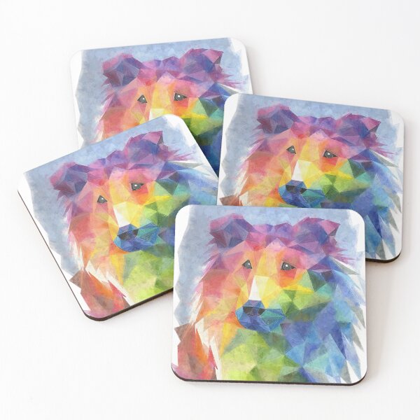 Item preview, Multicolor Rainbow PolyArt Rough Collie designed and sold by Melissa Thereliz.