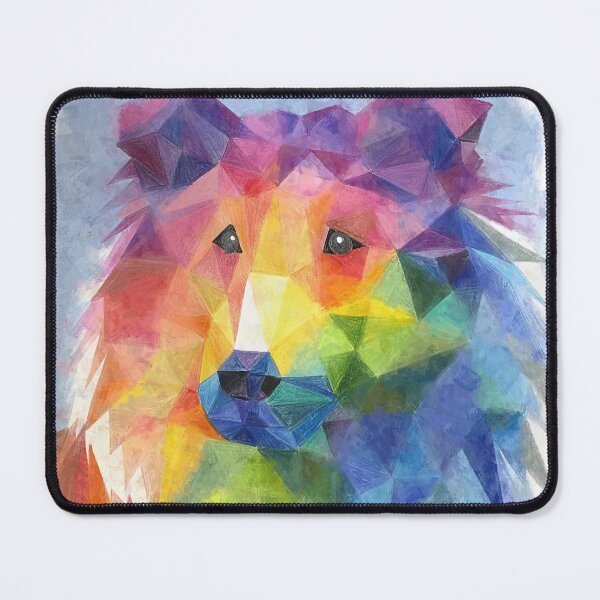 Item preview, Multicolor Rainbow PolyArt Rough Collie designed and sold by Melissa Thereliz.