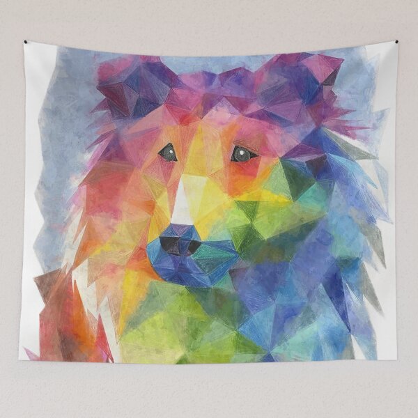 Item preview, Multicolor Rainbow PolyArt Rough Collie designed and sold by Melissa Thereliz.