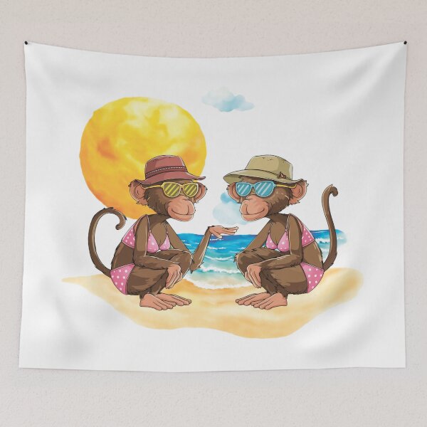 Item preview, Monkeys in bikinis on the beach designed and sold by MagelliShop.