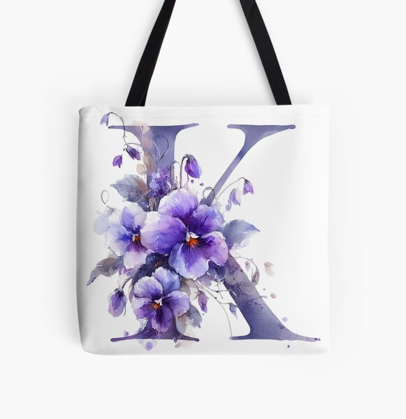 VIOLETS LETTER K All Over Print Tote Bag