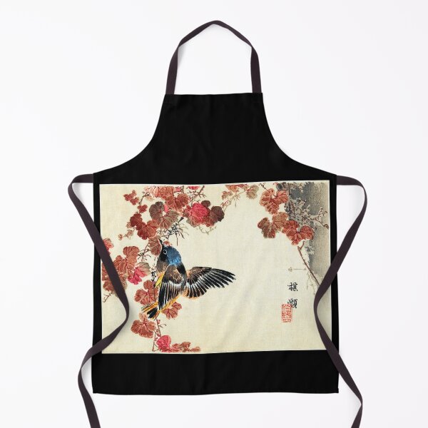 Item preview, Little Blue Yellow Bird on Branch Red Leaves 1893 Kono Bairei designed and sold by RocketshipRetro.