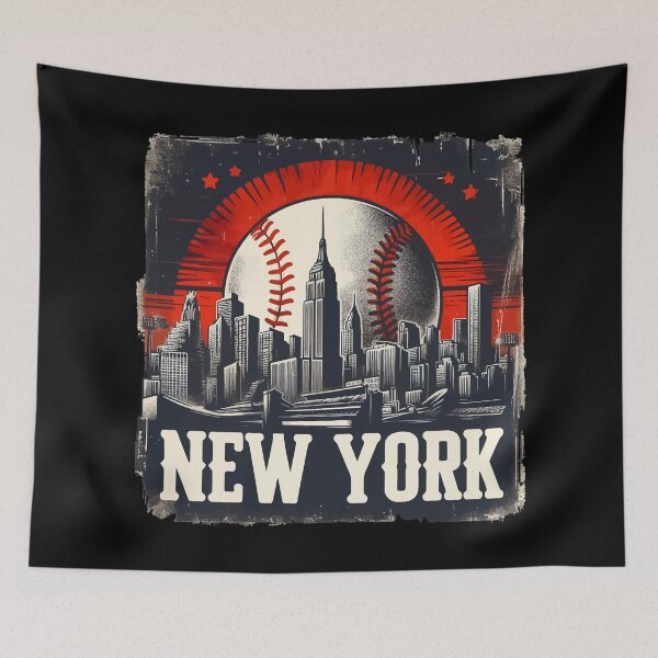 Item preview, New York Baseball Skyline Retro Vintage designed and sold by TomFrontierArt.