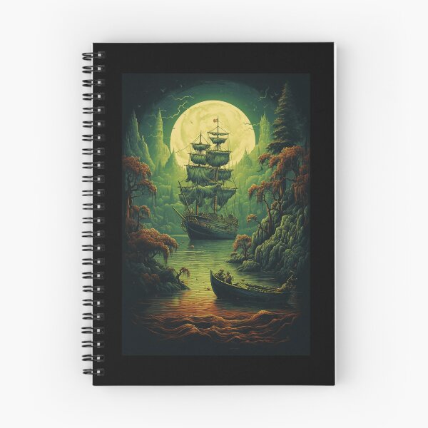 Item preview, Pirate Smugglers Ghost Ship Under A Green Moon (Big Green Moon on Green Lake) designed and sold by ZGigerBarker.