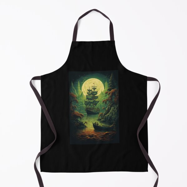 Item preview, Pirate Smugglers Ghost Ship Under A Green Moon (Big Green Moon on Green Lake) designed and sold by ZGigerBarker.