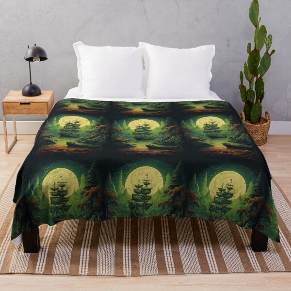 Item preview, Pirate Smugglers Ghost Ship Under A Green Moon (Big Green Moon on Green Lake) designed and sold by ZGigerBarker.