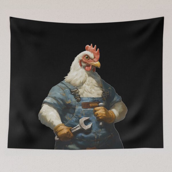 Item preview, Chicken mechanic in blue overalls III designed and sold by Wiesława Smolińska.