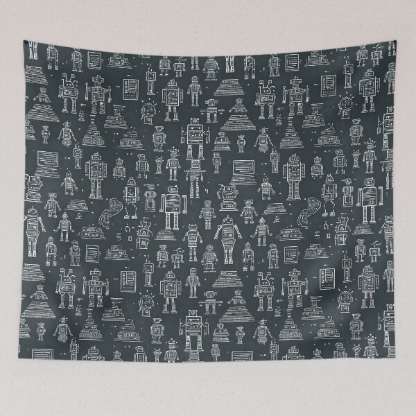 Item preview, Robotic Wallpaper (dark) designed and sold by Zenvo.