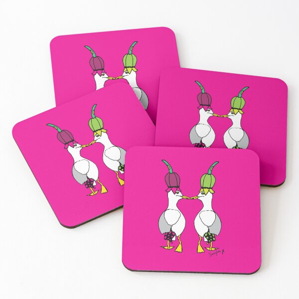 Item preview, Flo and Emily Fun Sassy Seagulls Cork Drinks Coasters / Coaster Set (x4 coasters) [SS105] designed and sold by DLDesignHouse.