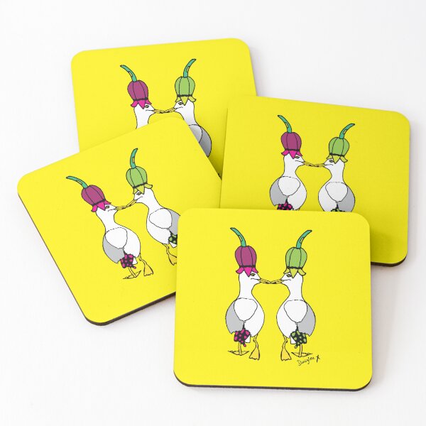 Item preview, Flo and Emily Fun Sassy Seagulls Cork Drinks Coasters / Coaster Set (x4 coasters) [SS107] designed and sold by DLDesignHouse.