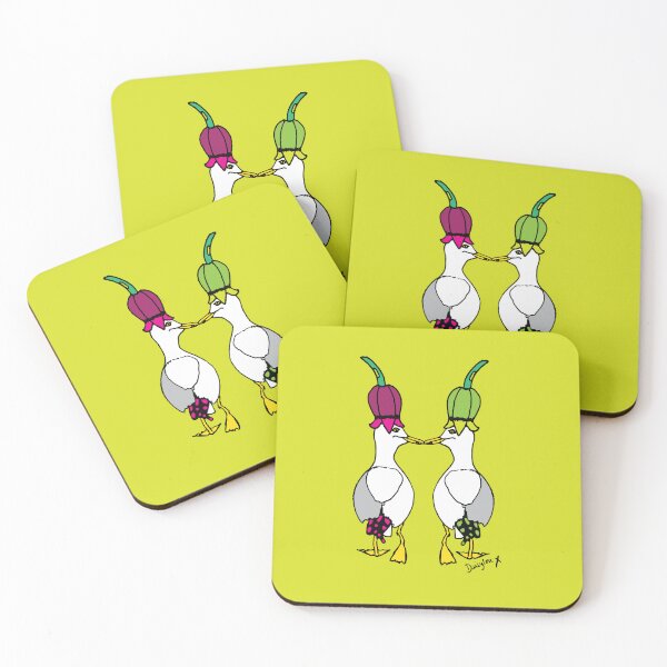 Item preview, Flo and Emily Fun Sassy Seagulls Cork Drinks Coasters / Coaster Set (x4 coasters) [SS108] designed and sold by DLDesignHouse.