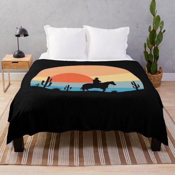 Artikelvorschau, Retro Vintage Cowboy Reiten Pferd Sonnenuntergang entworfen und verkauft von DreamArtUs.