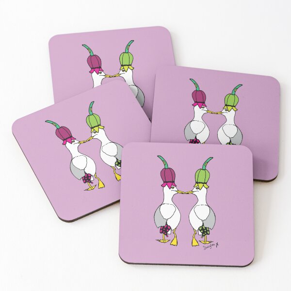 Item preview, Flo and Emily Fun Sassy Seagulls Cork Drinks Coasters / Coaster Set (x4 coasters) [SS110] designed and sold by DLDesignHouse.
