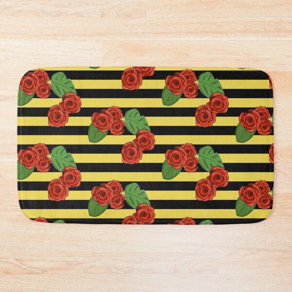 Item preview, Yellow striped retro rose pattern designed and sold by goldsmudge.