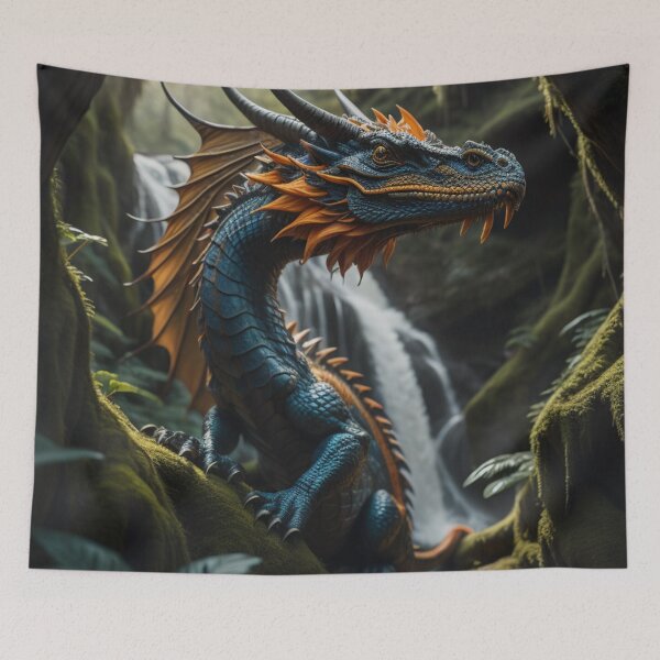 Item preview, Enchanted Blue & Orange Dragon Mystical Forest Lair designed and sold by EnchantedVista.