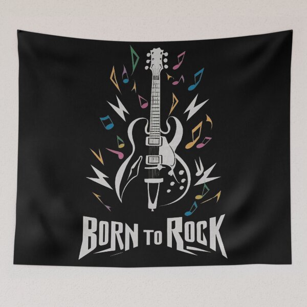 Item preview, Born to Rock: Stylized Guitar & Colorful Music Notes designed and sold by redask2me.