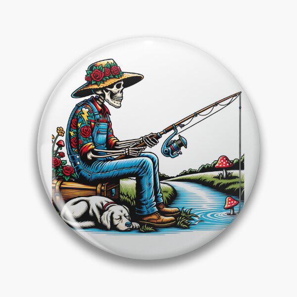 Item preview, Country Skeleton Fishing by the Water Side designed and sold by HippieFarms11.