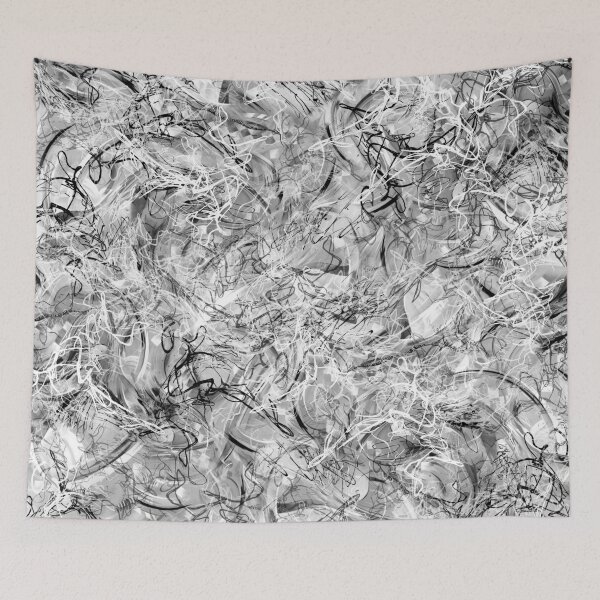 Item preview, Black White Scribble Splatter Abstract Painting designed and sold by Juleez.