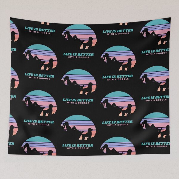 Item preview, Womens Life Is Better With A Doodle Pink Sunset Gift designed and sold by Guarddogdrive.