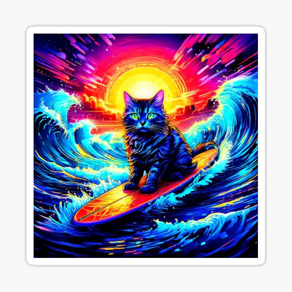 Item preview, Cat Surf Sunrise designed and sold by Kingcls.