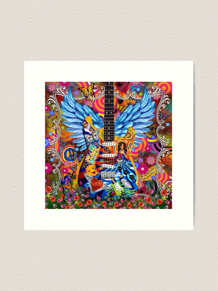 Freedom Rock Guitar Hippy Art Peace Love by Juleez