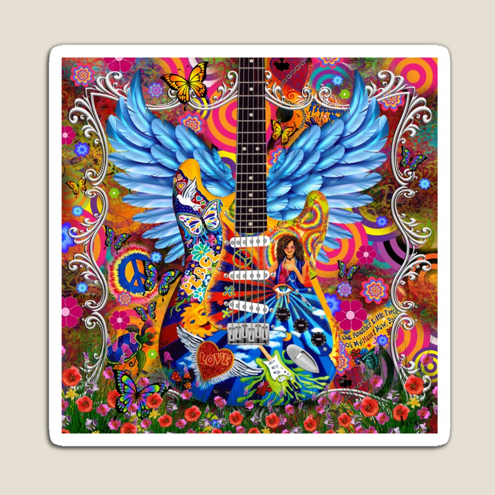 Freedom Rock Guitar Hippy Art Peace Love by Juleez