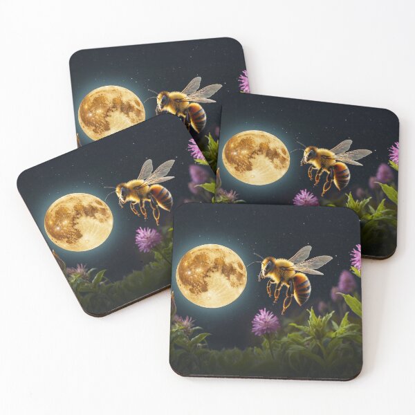 Item preview, Honey Moon Bee Collecting Honey At Full Moon designed and sold by SassyArtistry.