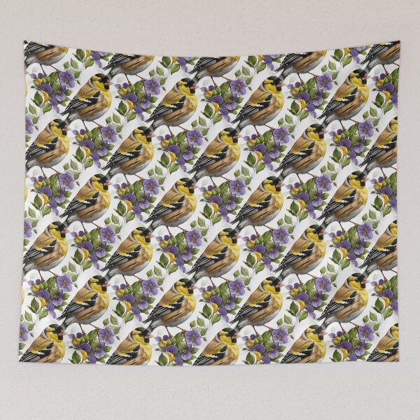 Item preview, Goldfinch Surrounded By Common Violet Flowers Pattern 3 designed and sold by taiche.