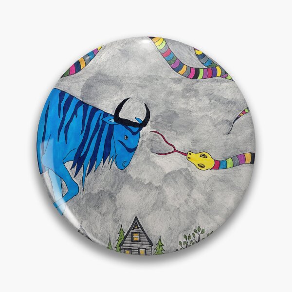 Item preview, Wildebeest & Snake Over Village  designed and sold by KakiDimock.