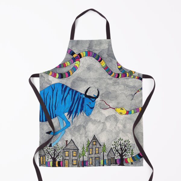 Item preview, Wildebeest & Snake Over Village designed and sold by KakiDimock.