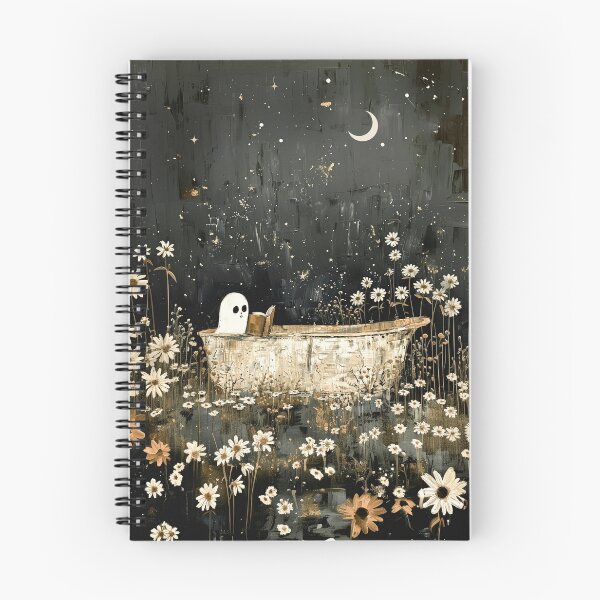 Item preview, Bathroom Art Spooky Cute Ghost Reading in the Bath Moody Botanical Painting designed and sold by Arwen-Art.