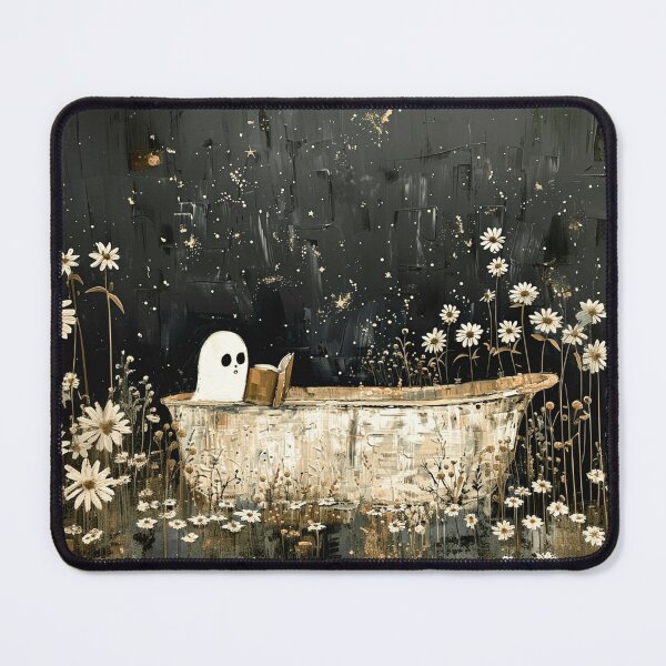 Item preview, Bathroom Art Spooky Cute Ghost Reading in the Bath Moody Botanical Painting designed and sold by Arwen-Art.